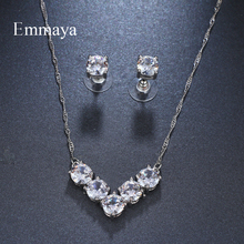 Emmaya Brand Gorgeous Fashion AAA Cubic Zircon Round Crystal Earrings Necklace Set For Women Elegance Bride Jewelry Gift 2024 - buy cheap