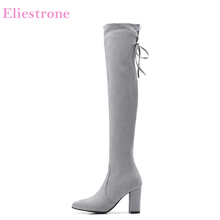 Sale Brand New Winter Comfortable Black Gray Women Thigh High Riding Boots High Heels Lady Shoes AN831 Plus Big Size 11 32 43 46 2024 - buy cheap