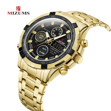 Mizums-relojes deportivos militares para hombre, cronógrafo analógico de cuarzo, Digital, de acero dorado, resistente al agua, de marca de lujo, xfcs 2024 - compra barato