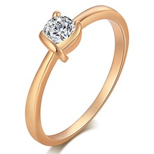 5mm redondo de cristal anillos de mujer delicada Simple anillos de oro para mujeres de moda Zirconia Metal dorado anillos para mujer nueva gran oferta 2024 - compra barato