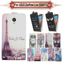 Top Selling 11 Colors Cartoon Pattern Up and Down Flip PU Leather Case For ASUS ZenFone Live (G500TG) 2024 - buy cheap