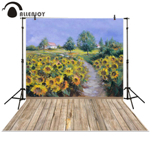 Allenjoy фон для фотосъемки, сельская местность, подсолнечники, цветы, дерево, дорожное небо, детский фон для студийной фотосъемки 2024 - купить недорого