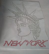 2pc/lot The statue of Liberty white hot fix rhinestones design stone designs iron on transfer applique patches for shirt 2024 - buy cheap