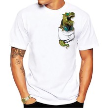 Marca JOLLYPEACH T-Rex en el bolsillo camiseta divertida hombres blanco nuevo casual de manga corta homme de dinosaurio t camisa 2024 - compra barato
