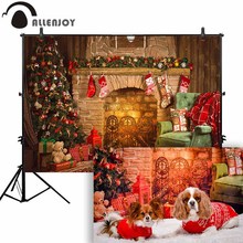 Allenjoy-Fondo de fotografía para estudio fotográfico, telón de fondo con diseño de chimenea de Navidad, regalo de árbol, sofá, accesorio para sesión de fotos, estudio personalizado 2024 - compra barato
