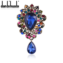 2018 Elegant Six Color Rhinestone Brooch flower Vintage pins and brooches for women brooch pins jewelry accessories danbihuabi 2024 - buy cheap