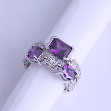 Love Monologue Aesthetic Purple Crystal & White Cubic Zirconia Silver Color Ring for Wedding J0569 Fast Shipping & Jewelry Bag 2024 - buy cheap