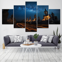 Artwork Painting HD Printed Canvas Poster Home Decor 5 Panel Ancient Buddha Statue Framework Wall Living Room Modular Pictures 2024 - buy cheap