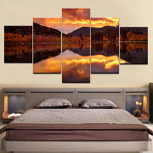 Framework Cloud twilight wallpaper 5 panel HD Print modern Modular posters Canvas Art painting For home living room decor 2024 - buy cheap