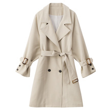 2019 New Arrival Classic Basics Beige Lapel Windbreaker Women Spring Autumn Fashion Belted Waist Long Trench Coat Overcoat 2024 - buy cheap