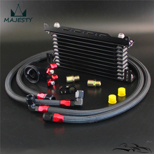 10 Row Trust Oil cooler w/Bracket + Filter Adapter Hose Kit For Japan car Black 2024 - buy cheap