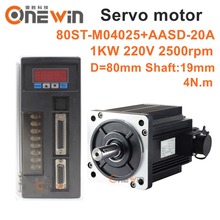 1KW AC servo motor kit 80ST-M04025+AASD-20A driver diameter 80mm 220V 4NM 2500rpm 2024 - buy cheap