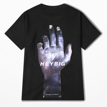 2019 verão moda coreana algodão top camiseta 3d estampa de dedo camisetas masculinas hip hop preto engraçado 2024 - compre barato