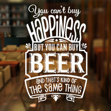 No puedes comprar felicidad, pero puedes comprar cerveza pegatina para pared con frase vinilo Pub cervecería tienda decoración de ventanas calcomanía Mural extraíble 3W21 2024 - compra barato