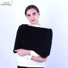 Linhaoshengyue  Fashion Women Mink Fur Shawl Scarf  100% Mink Fur Scarf 2024 - buy cheap