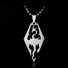 dongsheng Game Jewelry Stainless Steel Necklace Dinosaur Skyrim the Elder Scrolls Dragon Necklace Pendant Charm Choker Necklaces 2024 - buy cheap