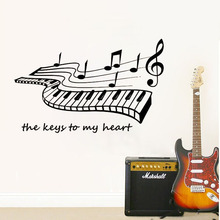 ZOOYOO Piano Wall Decal KEYS TO My HEART Vinyl Sticker Art Decor Bedroom Mural School Educational Artist Musician Home Decor 2024 - buy cheap