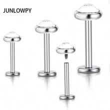 Junlowpy anel perfurador de cristal, anel tragus de aço inoxidável com rosca interna, 10 peças 2024 - compre barato
