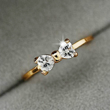 Fashion Austria Crystal Rings Gold Color Finger Bow Ring Wedding Engagement Cubic Zirconia Rings For Women Wholesale New 2024 - buy cheap