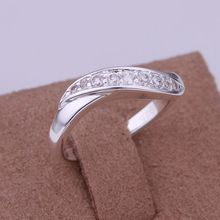Free Shipping jewelry silver plated   Jewelry Ring Fine Fashion Silver Plated Zircon Women&Men Finger Ring Top Quality SMTR159 2024 - buy cheap