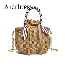 New Luxury Bohemian Classic Beach Bag for Women Handmade Straw Bags Summer Grass Handbags Drawstring Bucket Travel Shoulder Bag 2024 - buy cheap