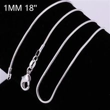 10pcs/lot Promotion! wholesale 925 silver necklace, 925 silver Snake Chain 1mm 18 inches Necklace 2024 - buy cheap
