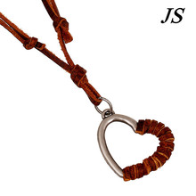 JS Charm Vintage Heart Shaped Pendant Necklace Women Love Heart Necklace Female Steampunk Leather Cord Jewelry LN040 2024 - buy cheap