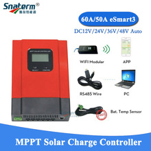 Controladores de carga solar mppt, 60a, 40a, regulador de corrente 12v/24v/36v/48v, reconhecimento automático, função wi-fi para escolher 2024 - compre barato