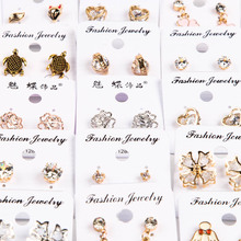 wholesale 40 pcs = 20 pairs Various Fashion accessories styles Lady's Clear Crystal Zircon Cz Rhinestone Silver Earrings 2024 - buy cheap