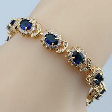 Feminino jóias de alta qualidade flor azul zircão corrente link pulseira livre caixa de presente sk10 2024 - compre barato