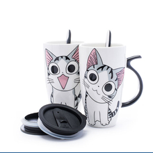Creative Cat Ceramic 600ml Mug With Lid and Spoon Cartoon cup,Milk Coffee Tea Cup Porcelain Mugs Nice Gifts 2024 - buy cheap