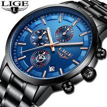 LIGE Mens Watches Top Brand Luxury Men's Fashion Quartz Watch Men All Steel Sport Waterproof Clock Chronograph Relogio Masculino 2024 - buy cheap