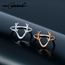 Cxwind Deer Antler Ring Reindeer Horn Animal Ring Fashion Branch V Shape Rings for Women's Jewelry For Girl Gift 2024 - buy cheap