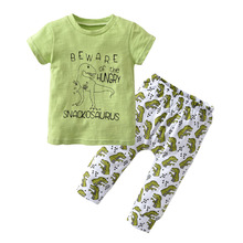Roupas infantis de verão para meninos, camisetas de algodão com estampa de dinossauro para recém-nascidos, 2 peças 2024 - compre barato