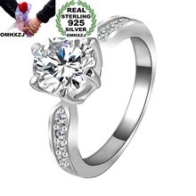 OMHXZJ Wholesale European Fashion Woman Man Party Wedding Gift Round AAA Zircon 925 Sterling Silver 18KT Rose Gold Ring RR378 2024 - buy cheap