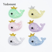 12PCS Glitter Leather Little Whale For Hair Clips, Applique Patches DIY Craft Decoration Y19042602 2024 - buy cheap