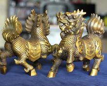 22cm Chinese pure copper Feng Shui animal unicorn office Home creative craft ornaments 2024 - buy cheap
