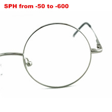 Monturas metálicas para gafas, lentes de miopía de llanta completa, con bisagras de resorte de 46mm, redondas, Vintage, 50 -75 -100 -125 -150 -175 -200 -250 -3 2024 - compra barato