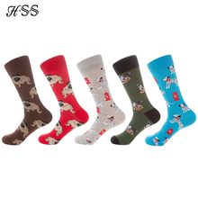 HSS-Coloridos calcetines de algodón para hombre, medias con diseños divertidos de perro Pug, Hip Hop, regalos de fiesta de cumpleaños y boda 2024 - compra barato