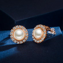 2020 venda brincos de moda feminina jóias de cristal de swarovskis simples nova pérola clipe de ouvido feminino 2 cores ajuste festa 2024 - compre barato