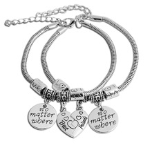 12 Set/Lot No Matter Where Broken Heart Charms Best Friends Bracelets Gifts For Women Men BFF Friendship Jewelry Chain Bangle 2024 - buy cheap
