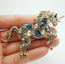 TTjewelry Classical Unicorn Horse Multi-color Rhinestone Crystal Brooch Pin Animal Pendant 2024 - buy cheap