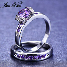 Female Blue Purple Pink Yellow CZ Stone Ring Silver Color Engagement Ring Sets For Women Fashion Wedding Jewelry 2024 - buy cheap
