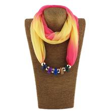 Women Fashion Silk Scarf Necklace Resin beads Neckerchief Scarves Women Printed Silk Muffler Designer 2024 - buy cheap