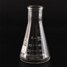 50ml claro laboratório frasco cônico vidro científico seguro vidreiros laboratório pesquisa escolar fornecimento de vidro erlenmeyer balão 2024 - compre barato