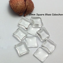 Cabochão de vidro transparente com 100 peças, cabochão quadrado com 15mm transparente, capa quadrada transparente com doméstico, acessórios para fazer joias faça você mesmo 2024 - compre barato