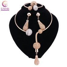 CYNTHIA New African Bridal Jewelry Sets for Fashion Women Gold-color Crystal Necklace Earrings Sets Wedding Assignment Gift 2024 - buy cheap