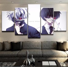 Póster de Arte de pared Modular con impresión HD, imágenes de animación de Tokyo Ghoul, pintura en lienzo, decoración del hogar para sala de estar y dormitorio, 5 piezas 2024 - compra barato