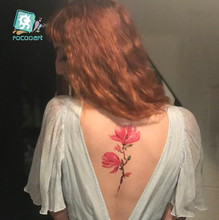 Tatuagem temporária florida para mulheres, tatuagem adesiva para costas, arte corporal sexy, à prova d'água, braço falso, 21x10cm, 1 peça 2024 - compre barato