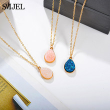 SMJEL Geomtric Stone Druzy Charm Necklace Choker Fashion Resin Crystal Stone Necklace Brand Jewelry for Women Girls 2024 - buy cheap